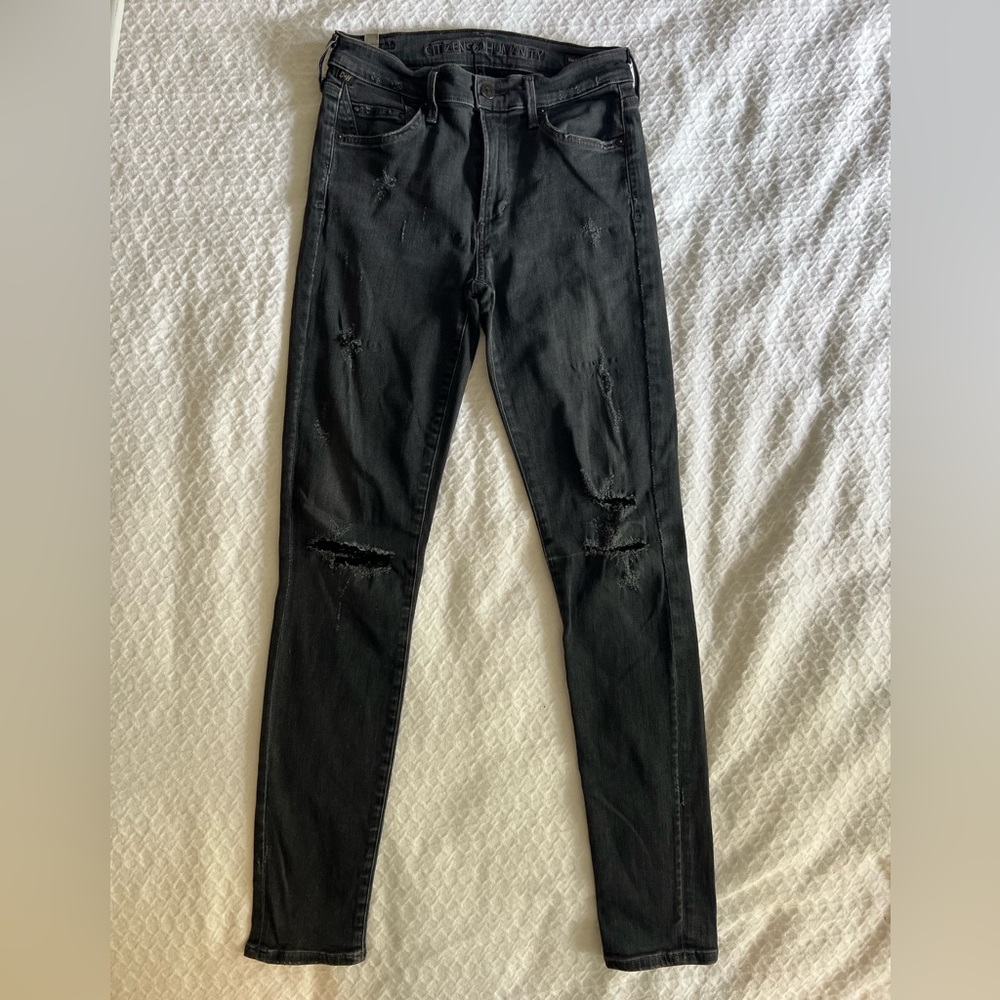 Faded black Citizens of humanity ripped denim.